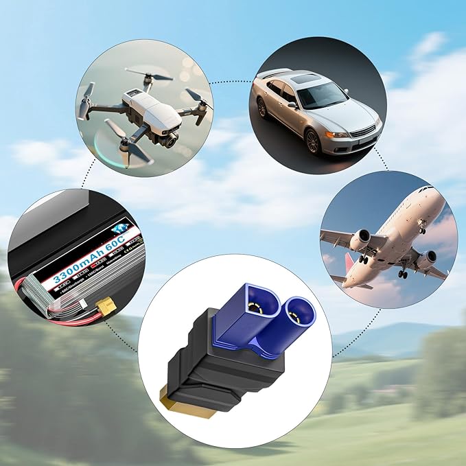 Goupchn XT60 Male to EC5 Male Connector Adapter Wireless Converter 4PCS for RC FPV Drone Car Lipo Battery Charger ESC