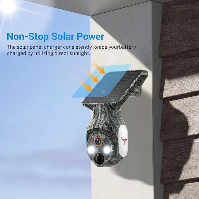 Solar-Powered 1080p WiFi Battery Camera, Security Cameras Wireless Outdoor for Home Surveillance, AI Human Detection, Color Night Vision, Cloud Storage (WiFi (Camo))