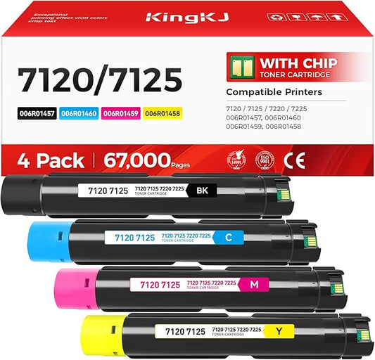 WorkCentre 7120 7125 Toner Cartridge Set 4-Pack Replacement for Xerox 006R01457 006R01460 006R01459 006R01458 Compatible with Xerox WorkCentre 7120 7125 7220 7225 Printer Ink Black Cyan Magenta Yellow