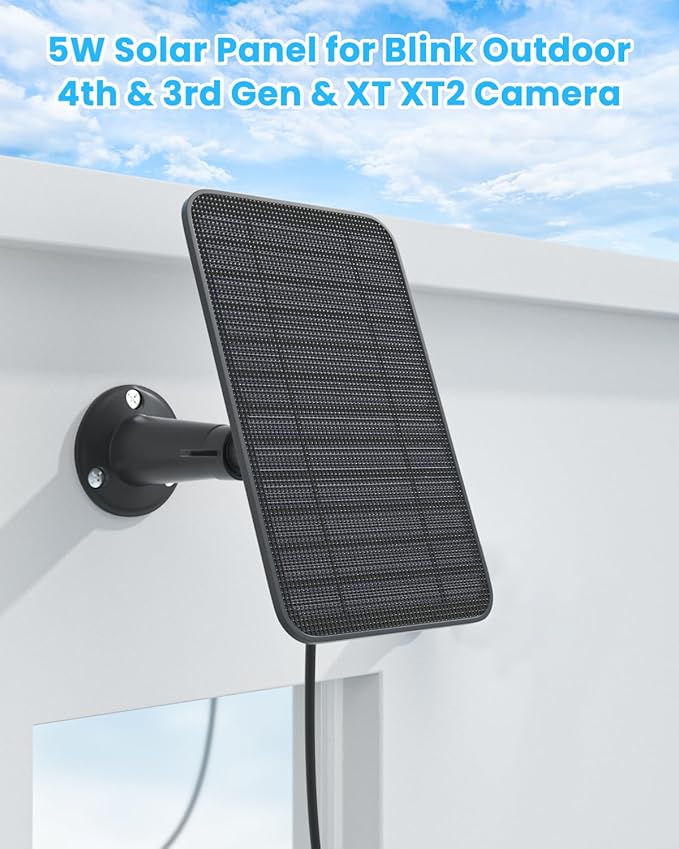 5W Solar Panel Compatible with Blink Outdoor 4(4th Gen)/Blink Outdoor(3rd Gen) XT3 & Blink XT2/XT Camera, Blink Solar Panel Charger with 13.1ft Cable Rubber Plug, IP65 Waterproof, Secure Mount, 3 Pack
