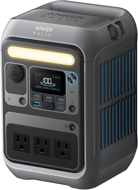 Anker Portable Power Station SOLIX C300, 288Wh LiFePO4 Battery, 300W (600W Surge) Solar Generator, 140W Two-Way Fast Charging, for Outdoor Camping, Traveling, and Emergencies (Solar Panel Optional)
