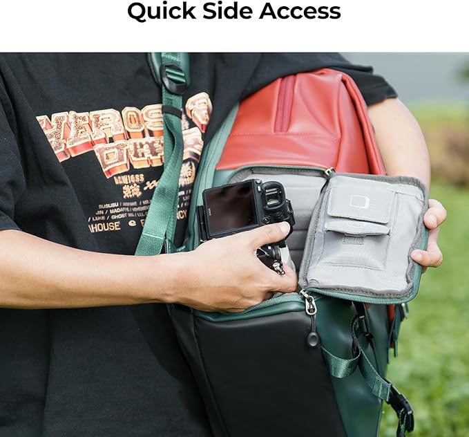 K&F Concept 20L Camera Case for Photographers Large Capacity PU Leather Camera Bags with Raincover, 15.6 Inch Laptop Compartment for Camera Drone Bags