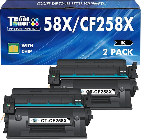 58X CF258X Toner Cartridge Black M404n Compatible Replacement for HP 58X CF258X 58A CF258A Toner Cartridge for HP Laserjet Pro M404dn MFP M428fdw M428fdn M428dw Printer Ink High Yield 2 Pack