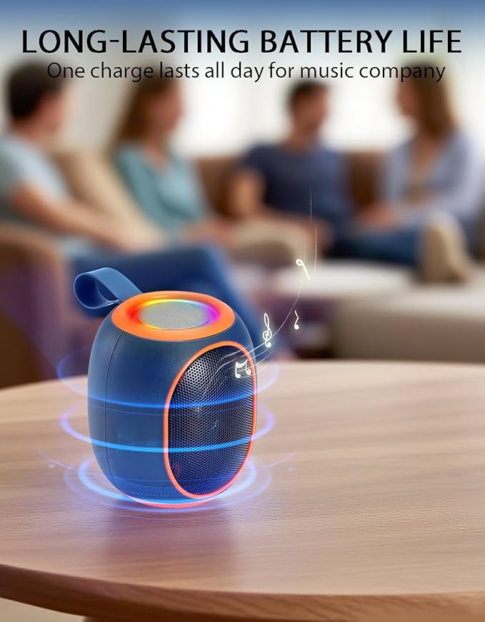 WS-338 Mini Bluetooth Replica Speaker – Portable HD Sound with LED Ring Light, Built-in Microphone, USB/TF Support, Surprise Gift for Music Lovers(Blue Orange)