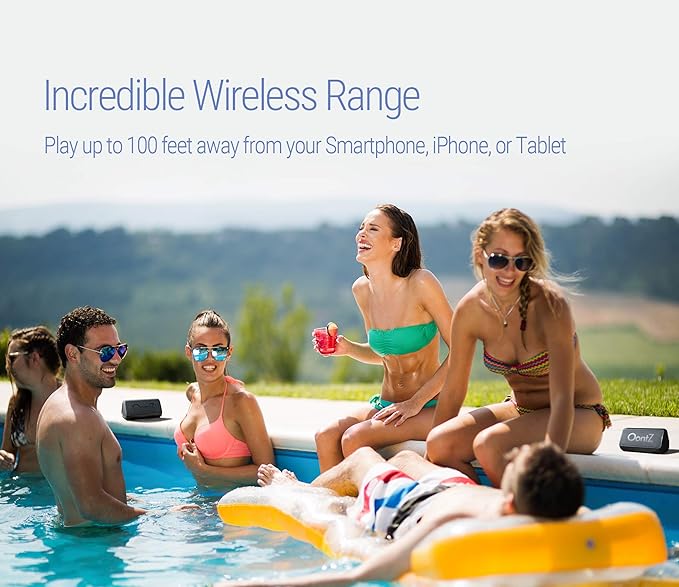 OontZ Angle 3 RainDance IPX7 Waterproof Bluetooth Speaker - 10W Sound, 12-Hr Battery, Budget-Friendly Portable Speaker Bluetooth 4.2 with 100ft Wireless Range for Travel, Party, Outdoor or Home