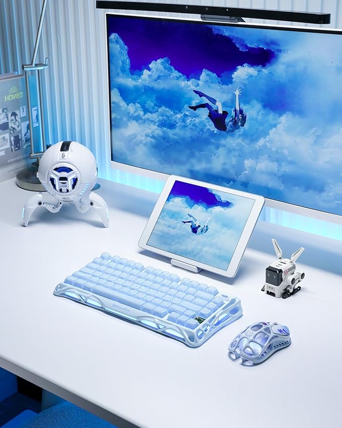 GravaStar Mercury K1 75% Blue Gaming Keyboard, Aluminum Alloy Mechanical Keyboard, Gasket Hot-Swap Socket, Linear Switches, RGB Backlit, Wireless Keyboard for Gaming, Office, and Gifts