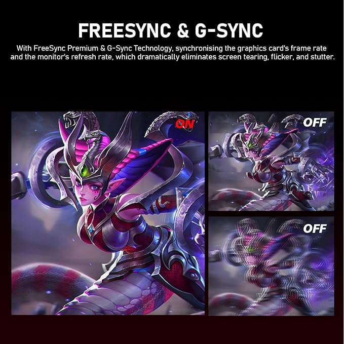 27 inch 2K QHD(2560×1440) PC Screen, 165Hz Gaming Monitor, 1ms Without Bezel, FreeSync,98% sRGB, 178° Wide Viewing Angle,Display 1.4、Port HDMI2.0, Wall Mount Compatible 75 * 75MM- Black