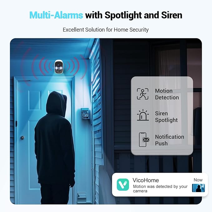 Techage Security Cameras Wireless Outdoor, 2K Solar Powered WiFi Cameras for Home Security with AI Motion Detection, Color Night Vision, 2-Way Talk, IP66 Waterproof, Cloud/SD Storage