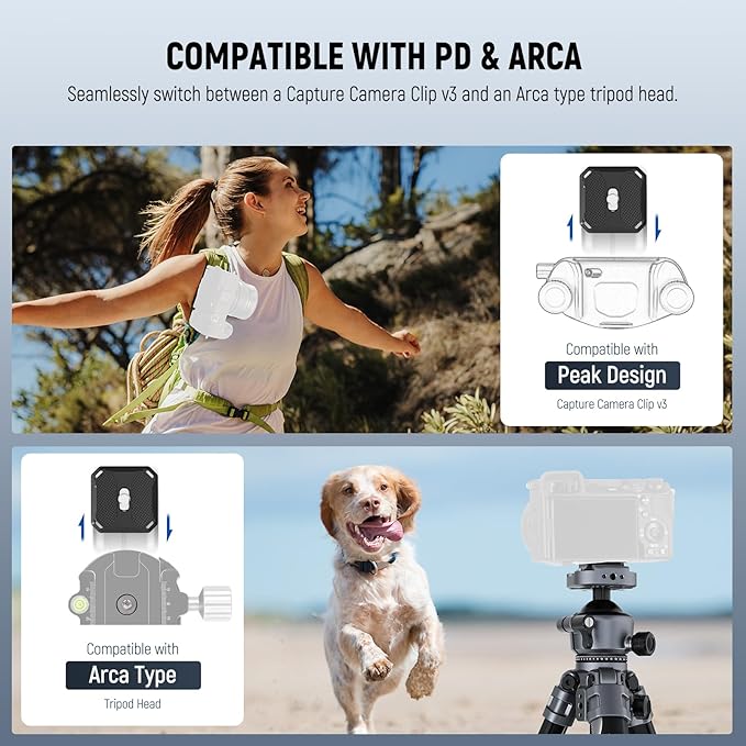 NEEWER LITETRIP LT07 61" Aluminum Travel Camera Tripod, Portable Stand with Ball Head Dual Axis Cell Phone Holder Arca QR Plate Compatible with iPhone Peak Design V3 for Video Recording, Max Load 22lb