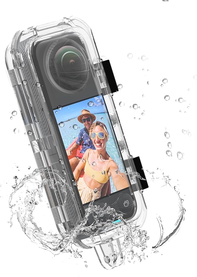 Hualele Waterproof Invisible Dive Case 50m/164ft Underwater Camera Housing for Insta360 X4, Shell Protective Case for X4 with Bracket Accessories Clear