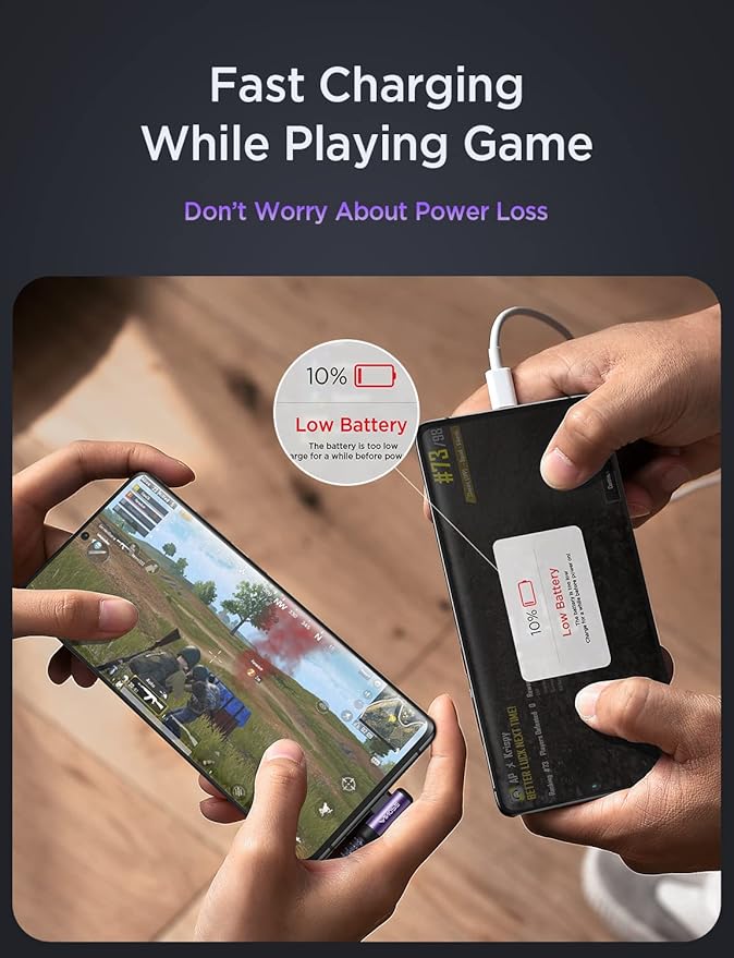 AINOPE USB C Cable 60W 2-Pack 10ft Nylon Braided USB C to USB C Cable Type C Charger Fast Charging Right Angle USBC Cable Charger Cord for iPhone 16 Pro Max 15 Plus Samsung S24 S23 iPad Pro Purple