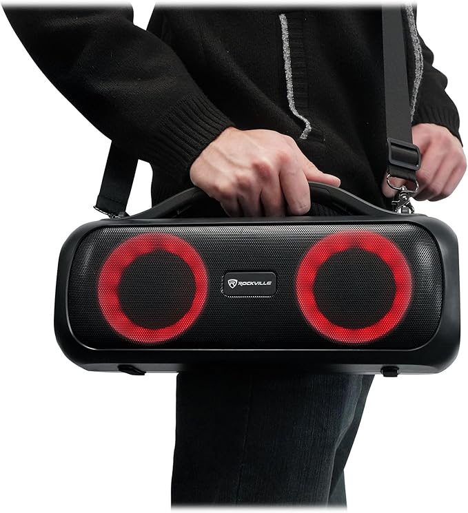 Rockville Go Party D4 30W Portable LED Bluetooth Speaker, Deep Bass, IPX5 Water Resistant, TWS Linking, Long Battery Life, Perfect for Parties and Outdoor Events