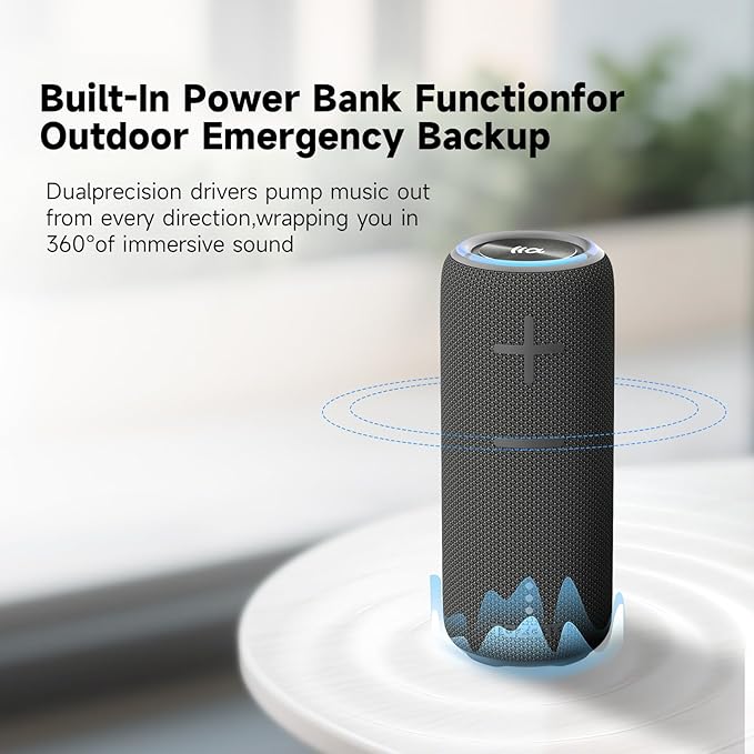 Portable Bluetooth Speaker, 30W 360° Surround Sound IPX7 Waterproof Wireless Golf Speakers,Outdoor Loud TWS Speaker,for Beach,Party,Camping Gift,8H Playtime