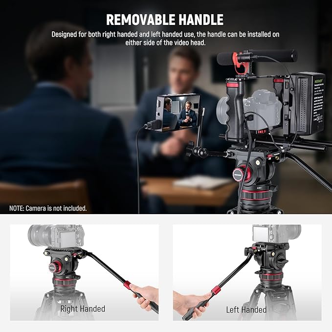 NEEWER 78" Video Camera Tripod Carbon Fiber with Damping Adjustable Fluid Head, One Step Quick Release, QR Plate/Handle/Cleaning Cloth, Heavy Duty Tripod Stand for DSLR Camcorders, Max Load 22lb, LL37