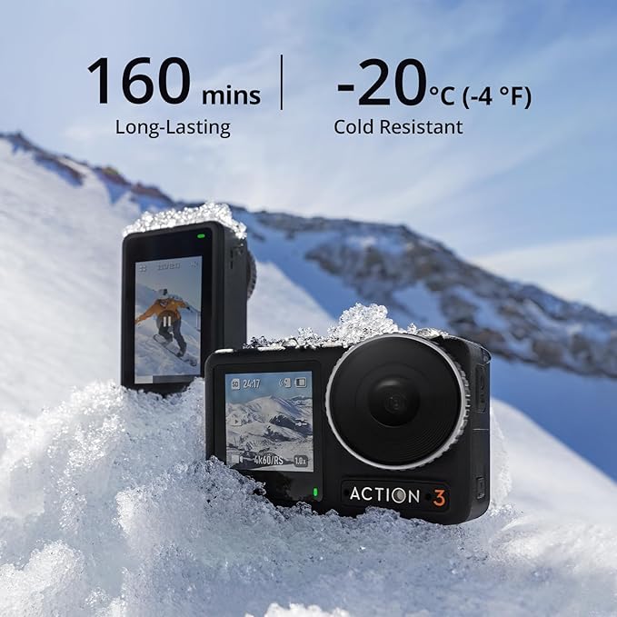 DJI Osmo Action 3 Outdoor Combo - 4K/120fps Action Camera with Chest & Backpack Strap Mount for Hiking and Cycling, Super-Wide FOV, HorizonSteady, Cold Resistant & Up to 320 Mins with 2 Batteries