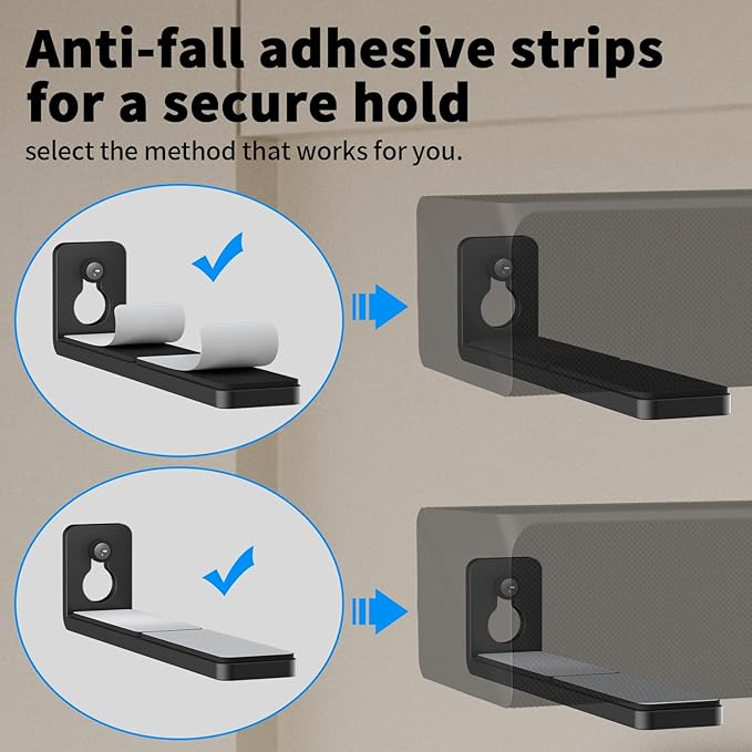 suptek Universal Soundbar Wall Mount Shelf – Wall Mount Bracket for Sony, Samsung, Vizio, LG, Sonos Sound Bars – Under TV Mounting, Space-Saving Design (SBR001GDLB)