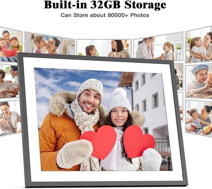 17" Digital Picture Frame Large-Digital-Photo-Frame - 32GB Dual-WiFi Electronic Frame with 1280*960 Touch Screen, Wall Mounted, Auto-Rotate, Share Photos Videos Via App or Email, Birthday Gift for Him