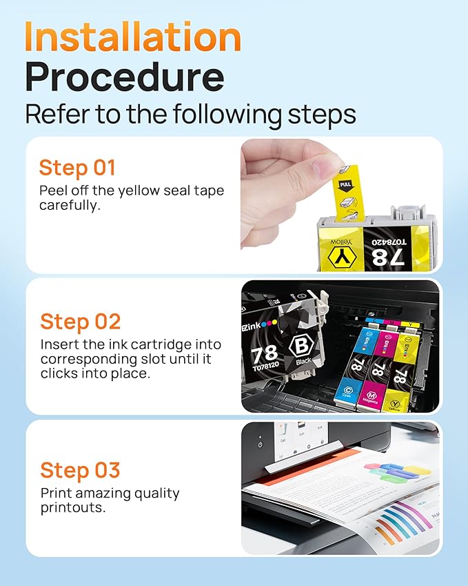 E-Z Ink Remanufactured Ink Cartridge Replacement for Epson 78 T078 Combo Pack to use with Artisan 50 Stylus Photo R260 R280 R380 RX580 RX595 RX680 Printer (7 Pack)
