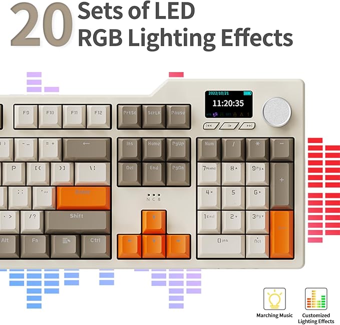 DAIDAI×AJAZZ AK35I V3 Full Size Hot Swap Mechanical Gaming Keyboard with Screen & Knob 2.4G/BT/USB-C Gasket Keyboard FR4 Plate 8000mAh Battery South Facing LED RGB (Avocado Axis)