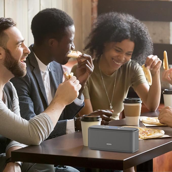 DOSS SoundBox Touch Wireless Bluetooth Speaker with 12W HD Sound and Bass, IPX5 Water-Resistant, 20H Playtime, Handsfree, Portable for Office, Home, Outdoor, Travel- Grey