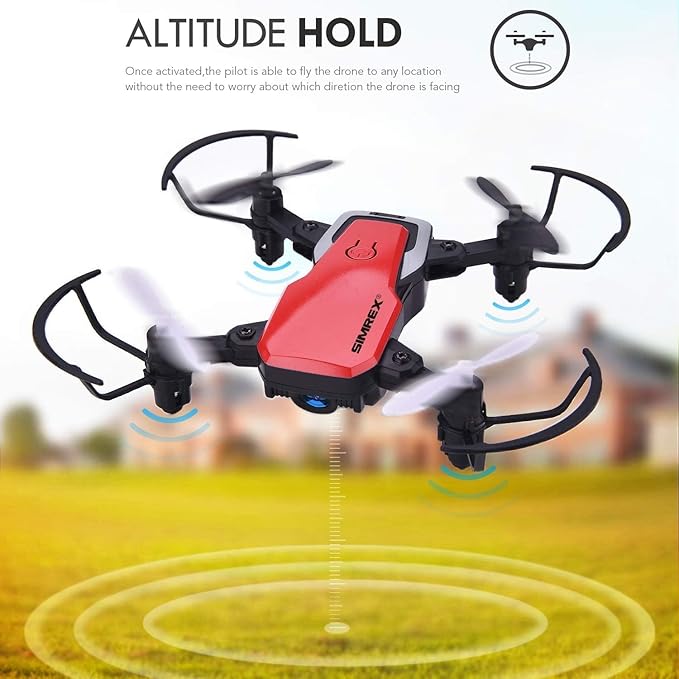 X300C Mini Drone with Camera 720P HD FPV, RC Quadcopter Foldable Drone With Altitude Hold, 3D Flip, Headless Mode, Gravity Control and 2 Batteries, Gifts for Kids, Adults, Beginner (Red)