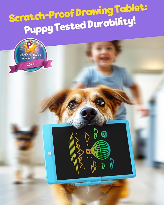 TEKFUN LCD Writing Tablet Doodle Board, 10inch Colorful Drawing Tablet Writing Pad, Kids Travel Essentials, Toddler Toys for 3 4 5 6 7 8 Year Old Girls Boys (Blue)