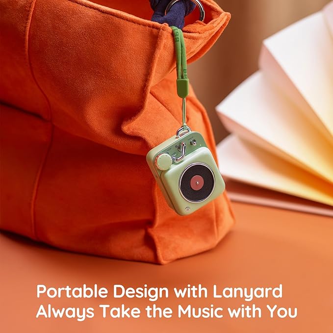 Muzen Mini Bluetooth Speaker, Button Small Cute Portable Metal Retro Wireless Speaker with Loud Volume Great Sound and Portable Lanyard & Gift Bag for Office Classic Vintage Decor