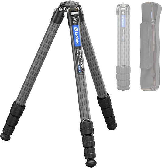 58" Carbon Fiber Tripod, Lightweight Travel Compact Tripod for Mirrorless Camera, DSLR, 4-Sections with Max Tube Dia 36mm, Load Up to 55lbs/25kg (LS-364CX)