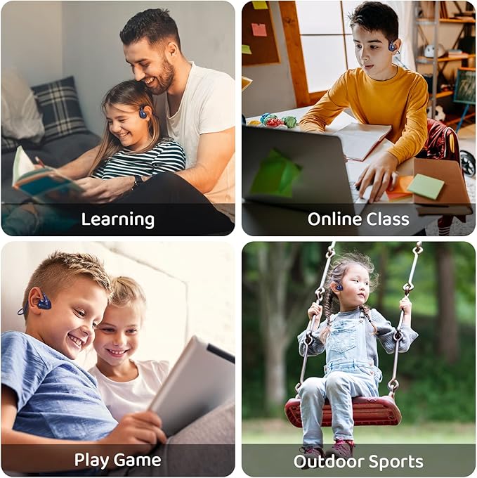 BANIGIPA Kids Headphones, Open Ear Headphones Comfortable for Teens Child Boys Girls, Wireless Bluetooth 5.4 Headset w/Mic for School/Tablet/Travel, 13g Ultra-Light, Protect Hearing, 10H Playtime