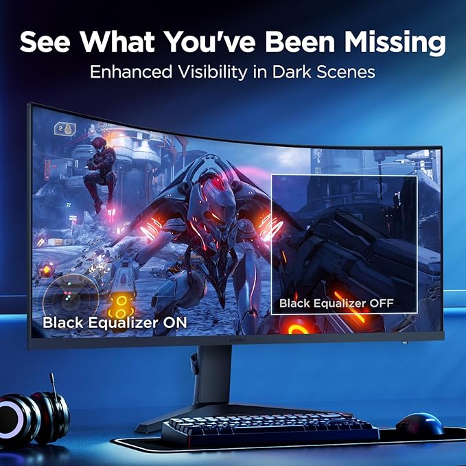 KOORUI 34-inch Curved Ultrawide WQHD 3440×1440 Gaming Monitor, 165Hz 1000R- PIP/PBP, 1ms(MPRT), HDR400, DCI-P3 95%, FreeSync Premium, 1 x DP 1.4 & 2 x HDMI 2.0, Tilt Height Swivel Adjustment, 34E6UC