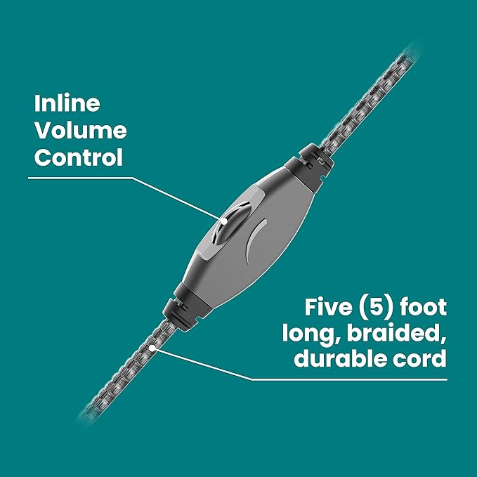 Brenthaven Headphones Wired | 3.5mm Jack On-Ear Edge Rugged Adjustable Headphones w/Long Tangle Free Cord - Lightweight Durable & Drop Tested School Supplies for Kids Travel and K-12 Students - Gray