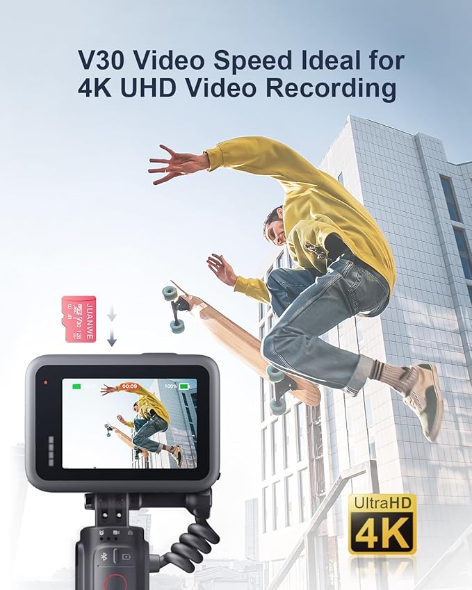 JUANWE 128GB Micro SD Card 2 Pack 128GB TF Card with Adapter, microSDXC Memory Card for Camera, Drone, U3, A1, V30, 4K UHD, UHS-I, SD Card