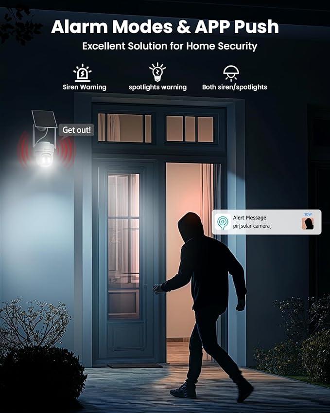 Solar Security Cameras Wireless Outdoor, 2 Pack 3MP Security Cameras Wireless Outdoor, Pan Tilt 360°WiFi Camera with Color Night Vision/PIR Sensor/2-Way Audio/Alexa/Google Assistant