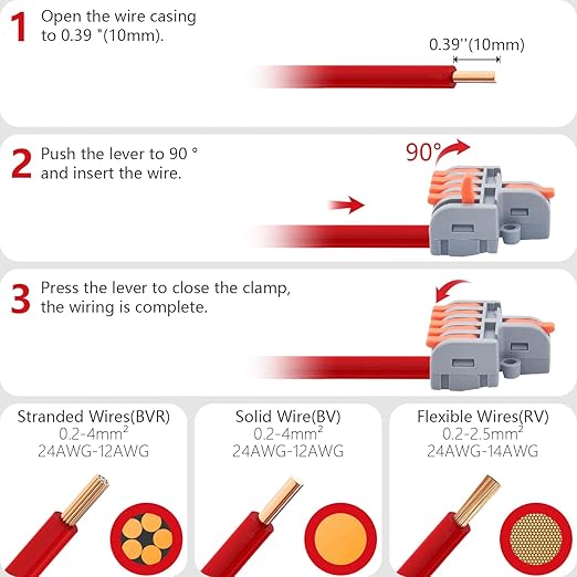 32Pcs Lever Wire Connectors, DIY Mini Compact Splicing Assortment Quick Electrical Connector Kit for 24-12 AWG