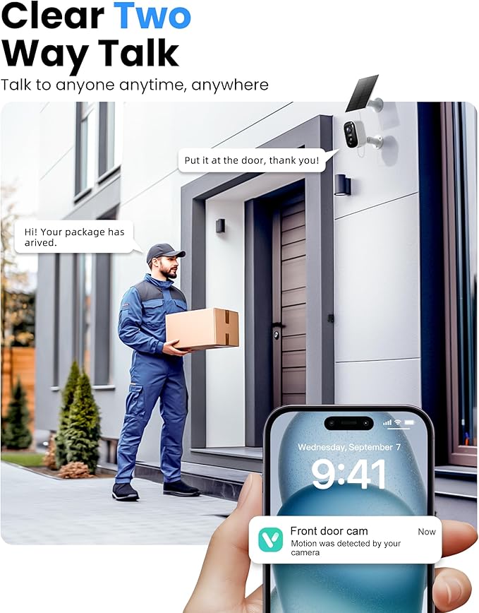 2K Solar Camera Outdoor Wireless, WiFi Cameras for Home Security with Solar Panel, Spotlight Color Night Vision, AI Motion Detection, Siren Alarm, 2-Way Talk, IP66, Cloud/SD Storage 2 Pack