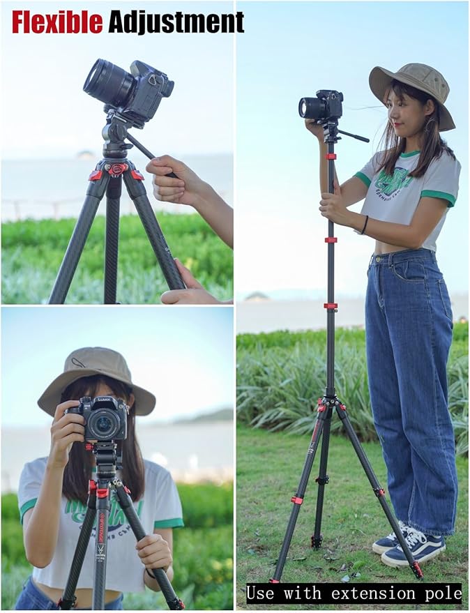 IFOOTAGE Gazelle TC3B+Komodo K3 Carbon Camera Tripod with Fluid Head,Portable Travel Tripod,for Professional Photography, Content Creation, Vlogging and Video Production