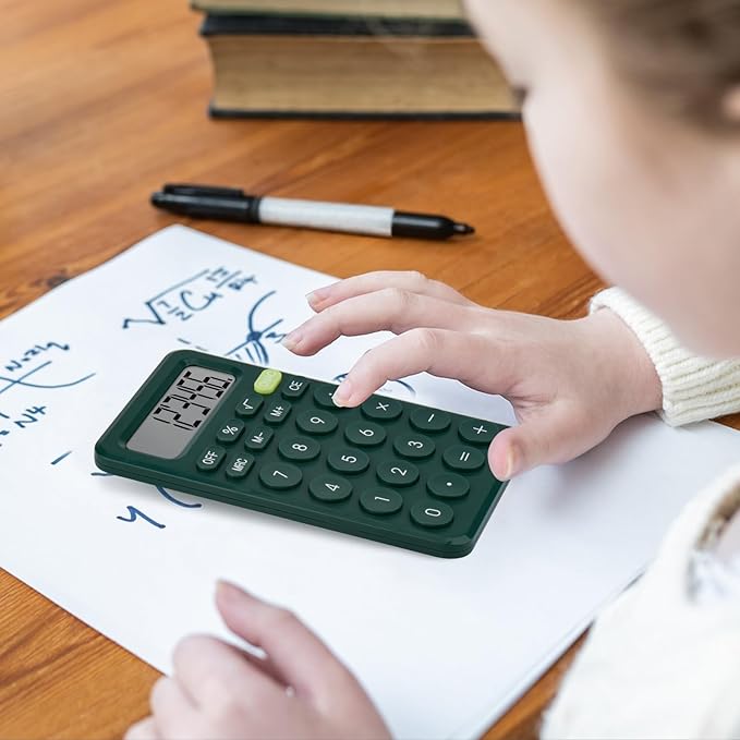 Basic 4 Function Calculator for Students and Office: Small, Portable, and Easy-to-use - Suitable for School and Office Essentials (Green)