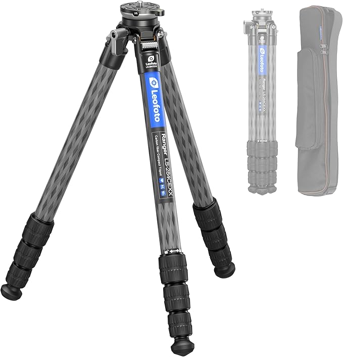 Compact Carbon Fiber Tripod with Leveling Base for Camera, 360° Rotating Portable Tripod with 3/8" Screw for Sport Camera/Phone Holder/Projector, A Bubble Level, Folded Length 21.06", Max Load 22LB