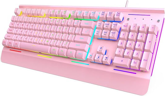 TECKNET Gaming Keyboard, USB Wired Computer Keyboard, 15-Zone RGB Illumination, IP32 Water Resistance, 25 Anti-ghosting Keys, All-Metal Panel (Whisper Quiet Gaming Switch)