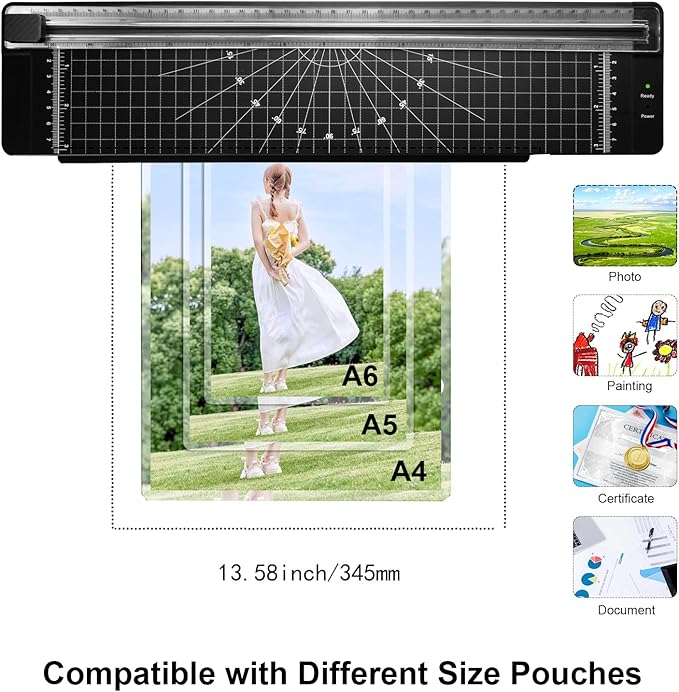 Laminator Machine 9-inch Includes 10pcs ，Laminating Sheets with Corner Rounder，Quick Warm-up， Ideal for Teachers Home Office Portable Lamination Machine