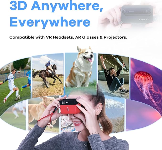 KanDao QooCam EGO - Viewer-Integrated 3D VR Camera, 24MP/8K Photos/4K 60FPS Videos Stereoscopic 3D Instant Display Camera