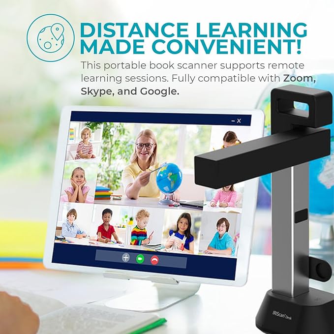 IRIScan Desk Scanner for Laptop Document Camera a4 Scanner- v6business :8MP/12MP visualizer, Library Scanner, Free PDF Editor,Portable Scanner,Book Scanner,AI Curve Flattening-Finger Hiding,Win Mac