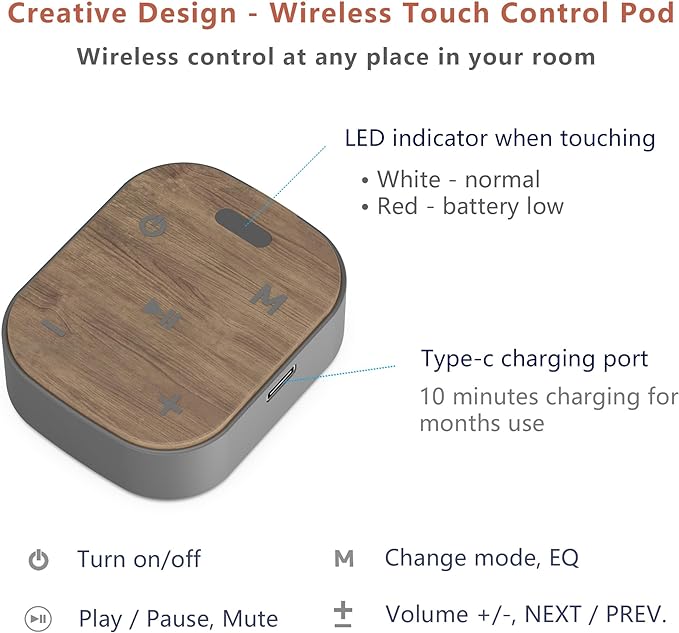 KEiiD Bluetooth Computer Speakers with Wireless Touch Control Pod for PC Laptop/Desktop Wireless Stereo Gaming Speakers, 4 EQ Modes, Aesthetic Style, 2024 New Model