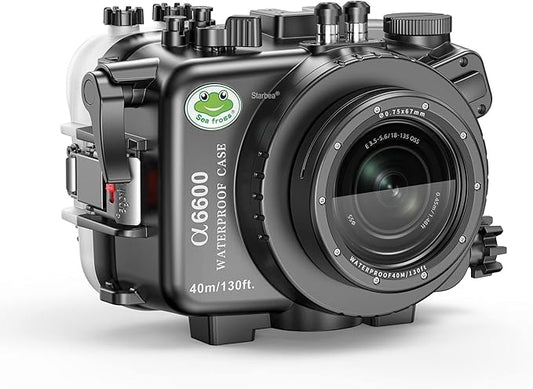 Sea frogs Underwater Camera Case Compatible with Sony A6600 16-50MM IPX8 40m/130ft Maximum Diving Depth Waterproof Camera Housing for Diving, Surfing, Rowing, Skiing