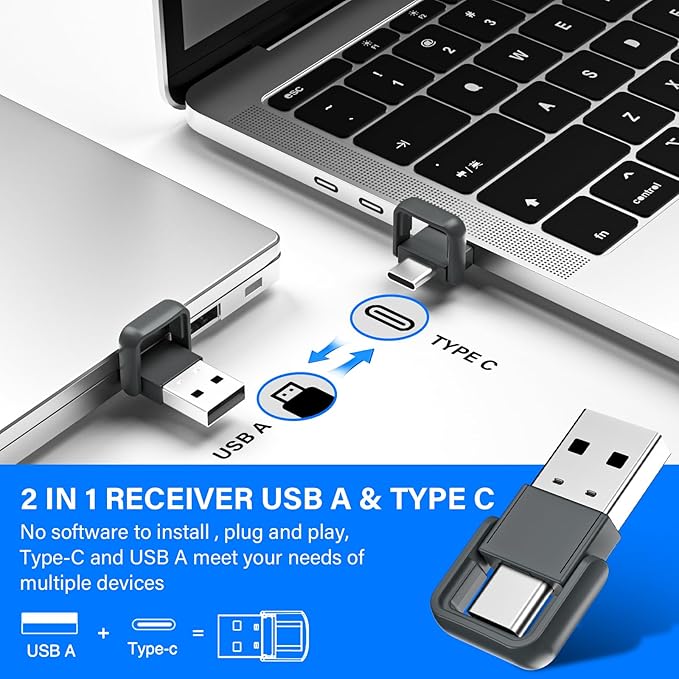 Presentation Clicker with Air Mouse - USB C Wireless Presenter Remote Clicker with Pointer, RF 2.4GHz PowerPoint Clicker for Presentation, Computer Pointer Clicker Slide Advancer for Mac,Laptop