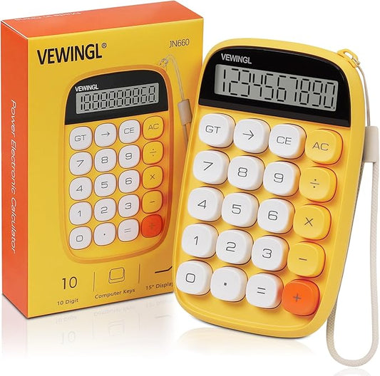 VEWINGL Mechanical Switch Calculator, 10 Digit LCD Display and Buttons, Great for Everyday Life and Basic Office Work, with Battery