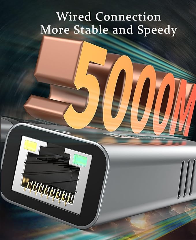 5G USB 3.2 Ethernet Adapter with RTL8157, 2-in-1 USB-A/Type-C to 5Gbps Network Card RJ45 LAN Converter for PC Laptop Windows Mac OS Linux(5Gbps Need Type-C > 3.2)