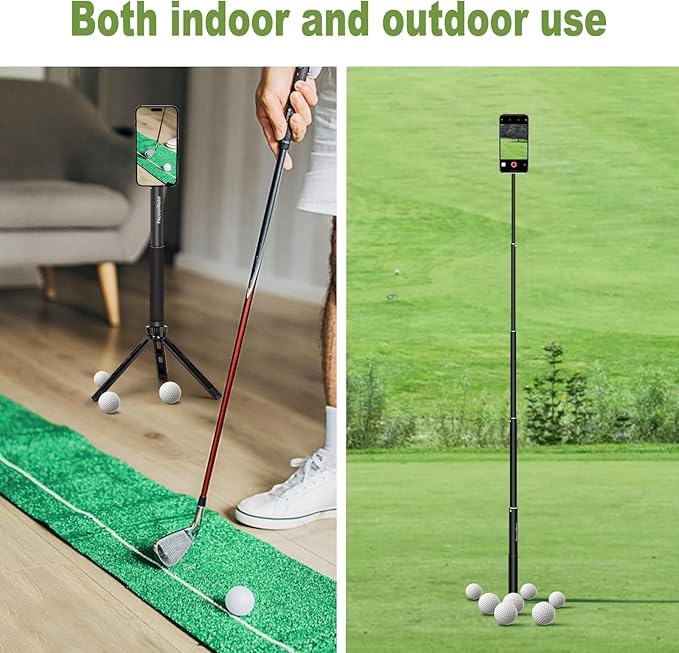 Golf Tripod & Monopod, Magnetic Golf Film Stick 52" Adjustable Aluminum, Golf Swing Training Aid Compatible with Magsafe iPhone Android Phones