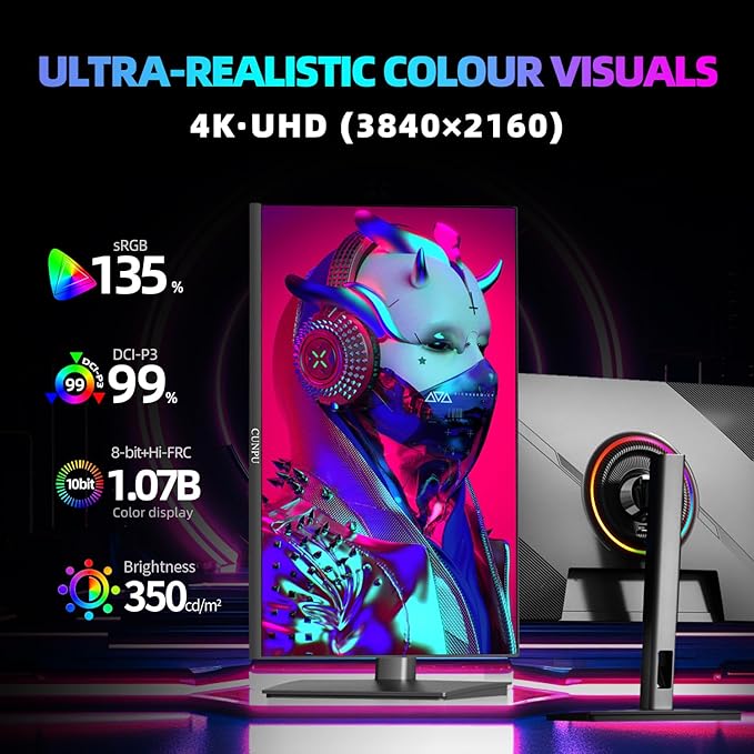 27 Inch 4K 144/160Hz Gaming Monitor, UHD 3840x2160 Fast IPS Panel PC Monitor, 135% sRGB, HDR400Nit, Freesync & G-sync, Support PS5 Xbox 4K 120Hz, HDMI 2.1,DP 1.4, Height/Vertical Adjustment