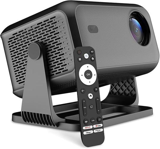 Video Projector with WiFi and Bluetooth, Netflix Officially & AI Auto Focus 800 ANSI Portable Outdoor Indoor Movies Projectors - Grey